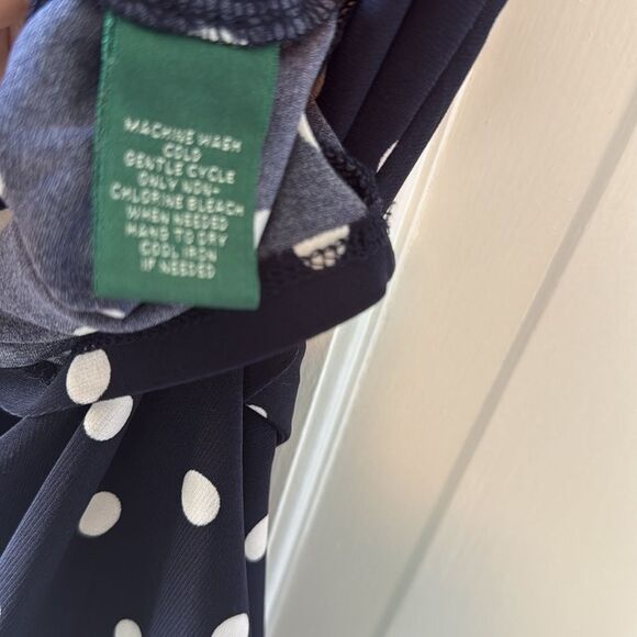 RALPH LAUREN BLUE WHITE PREPPY POLKA DOT STRETCH KNIT DRESS SIZE 6P SLEEVELESS - Picture 4 of 6